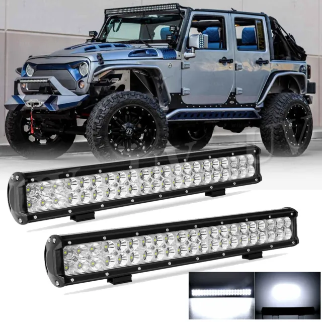 2x 20" Inch 126W LED Work Light Bar Spot Flood Combo Driving Offroad 4WD ATV UTV