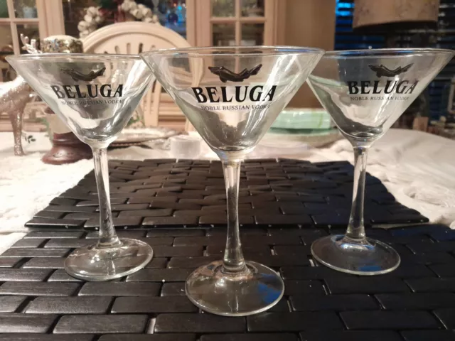 Beluga Vodka Wodka Shot Glasses (Lot of 6) 35 ml Glass with Pewter Fish and  Rim