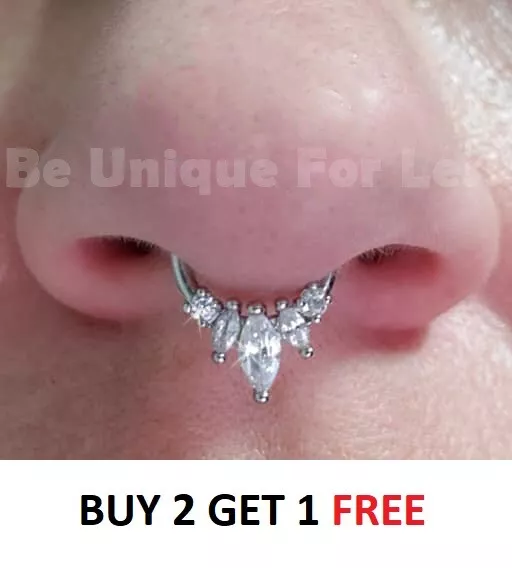 Septum Clicker Crystal Surgical Ring Helix Cartilage Daith Ring Tragus Ear Hoop