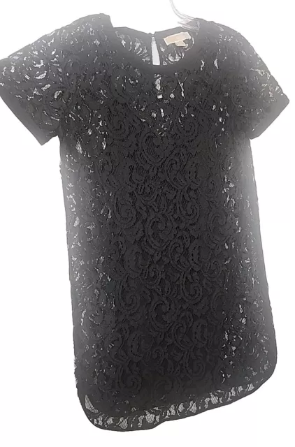 Michael Kors Size 10 Dress Black Lace Mini Lined Short Sleeve Pullover