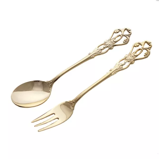 Spoon Fork Stainless Steel 12.6CM/12.9CM Vintage Fine And Retro Texture Fun