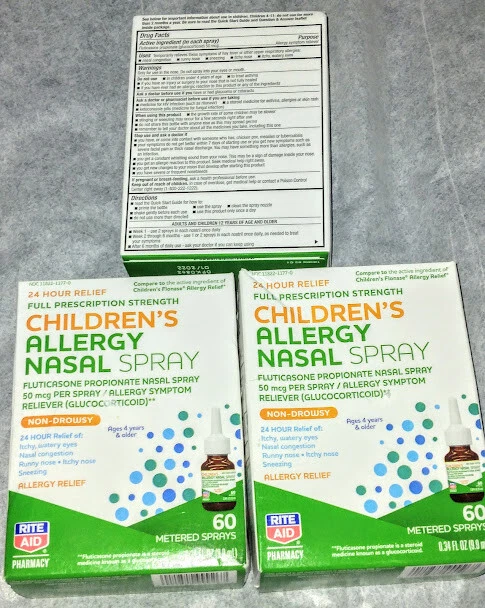 😎¨*🎁80 SPRAYSChildren's ALLERGY RELIEF NASAL SPRAY 🔥🌟👀THREE RITE AID BOXES