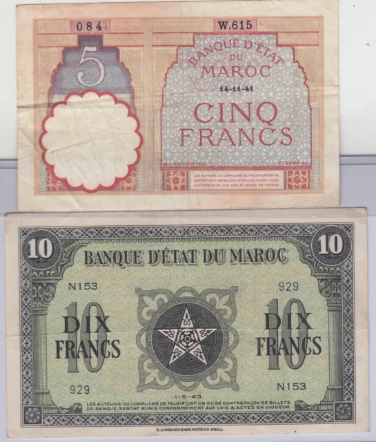 Morocco 5 &10 Francs 1941/1943