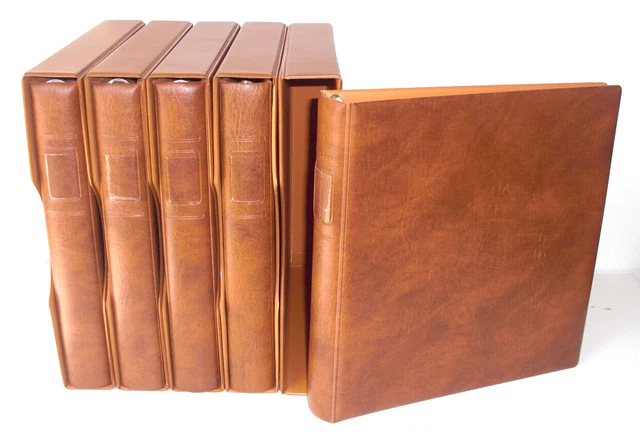 (79) 5x LINDNER RINGBINDER 1104 + SCHUBER 814 BRAUN ALS SET 1124 SEHR GUT