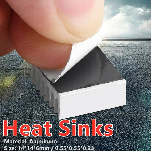 12x Small Aluminum Heatsink Cooling Kit With Adhesive Glue On Back 14*14*6mm