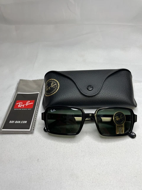 Ray Ban 2189 Mens Black Green Full Rim Anti-Reflective Rectangular Sunglasses