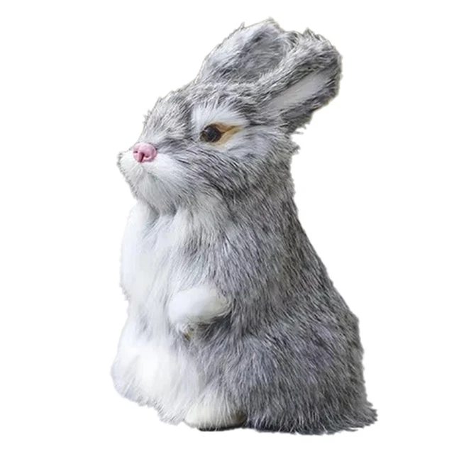 REALISTIC FAUX BUNNY Fur Model,Lifelike Animal Figurine for Home Decor ...