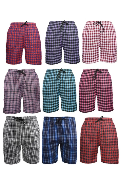 Premium 100%Cotton Mens Women Lounge Shorts Pyjamas Night Sleepwear With Pockets