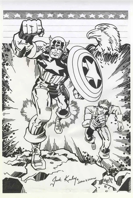 ORIGINAL ARTWORK CAPTAIN America Jack Kirby Art SIGNED Avengers Marvel