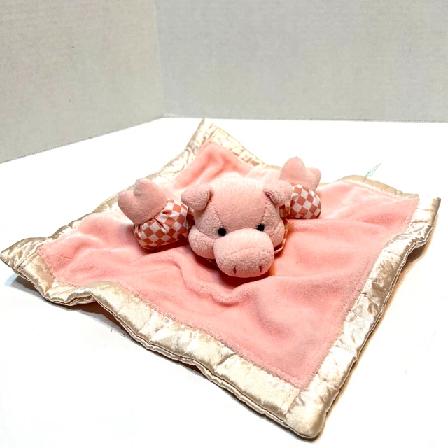 Harvest Moon Trip Russ Plush Pink Pig Security Blanket Lovey Stuffed Satin Trim