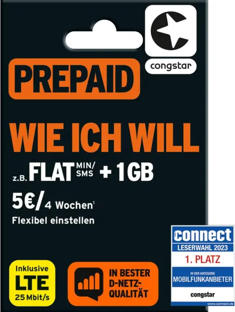 Congstar Prepaid Wie Ich Will [SIM, Micro-Sim, Nano-Sim] 10 EUR