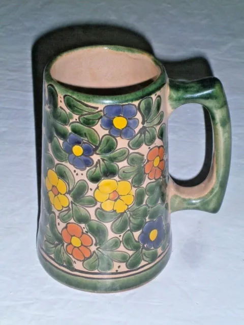 TALAVERA CASTILLO MEXICO Tankard|Mug Floral w|green trim