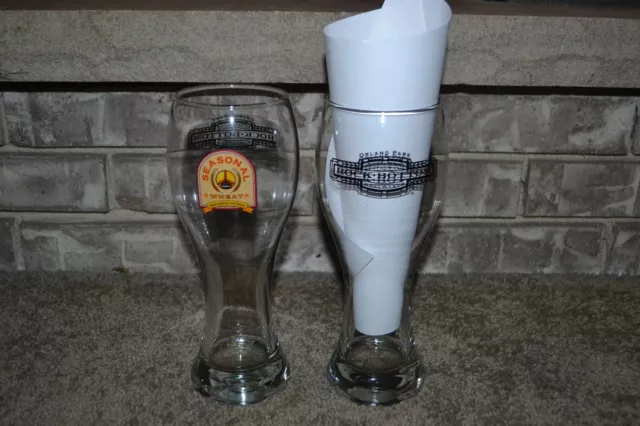 Set of 2 ROCK BOTTOM Brewery Orland Pk IL Seasonal Wheat Tall 24 Oz Beer Glasses