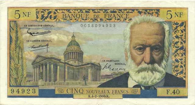 Banque De France 5 New Nouveau Francs - 4 Fevrier 1960 - Only 1960 Issue Scarce