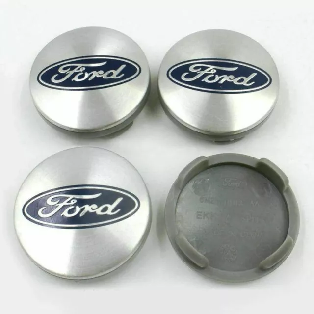 4 x Tapas llantas tapa bujes para Ford 54mm. PLATA.