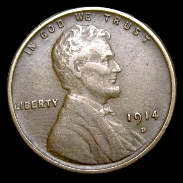 1914-D Lincoln Cent Wheat Penny ---- Nice Details Rare Key Date Coin ---- #WW245