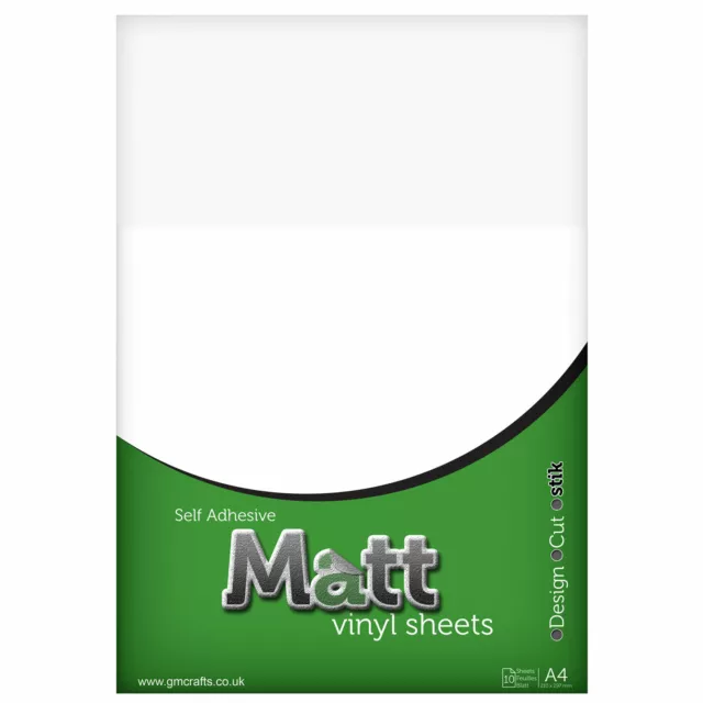 Self adhesive vinyl matt craft sheets for sticker, decal & sign making 10 x A4