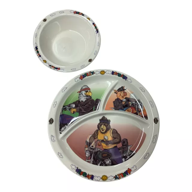Juego de vajilla y plato dividido de plástico para bebés Harley-Davidson para niños