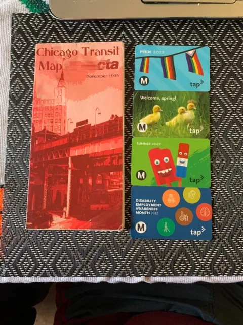 Retro Chicago Transit Authority Map & Four Metro TAP Cards