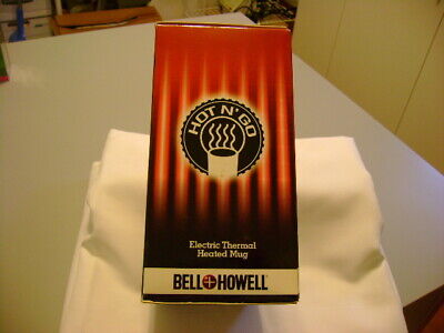 NIB Bell And Howell Stainless Steel Heated Thermal Mug Auto Travel 12 V Charger 3