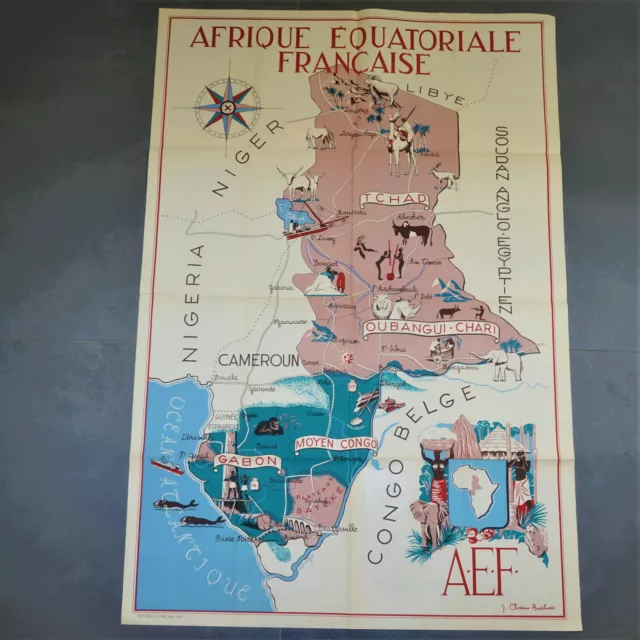 Affiche coloniale originale,Choain Audiberti.j Afrique équatoriale Française