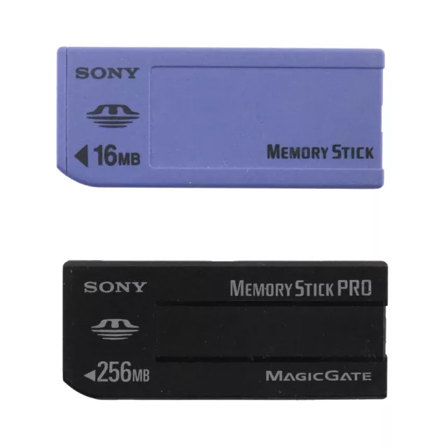 Lote de 2 tarjetas antiguas Sony Memory Stick Pro 256 MB y 16 MB Magic Gate almacenamiento 7