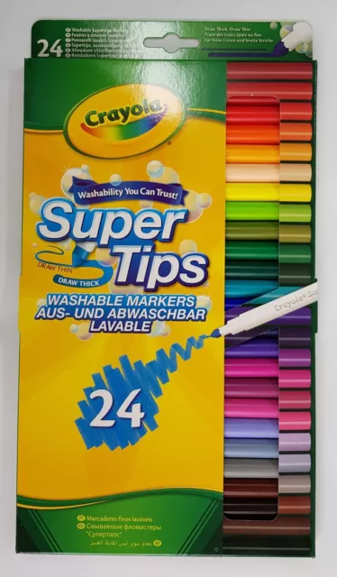 Crayola Washable Markers Supertips 24-Pack Bright Felt Tip Colour Pens 2