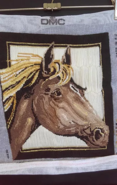 DMC Horse Tapestry Cross Stitched Made From Aussie Wool Completed Tapestry