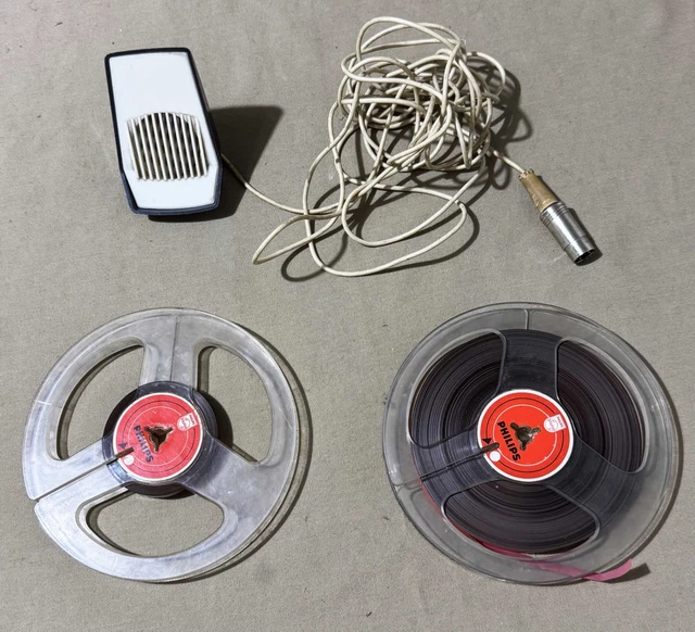 Magnétophone à Bande Philips 4408 Avec Capot, Notices Et Bobines - Pour Pièces
