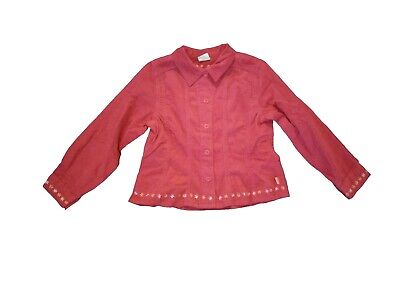 New Oilily Girls Embroider Cotton Corduroy Pink Fuschia Shirt Top Blouse 116 152
