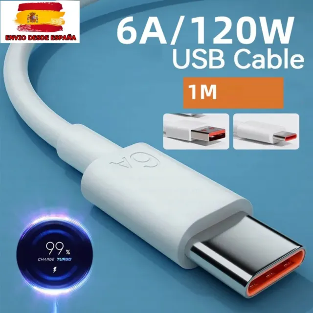 Cable Usb Tipo c Carga Rapida 6A 120w Para Xiaomi para Movil Tablet Cable USB-C