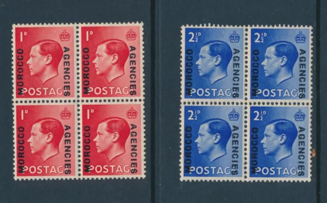 MOROCCO AGENCIES, 1936 Edward VIII set (english currency) blocks fine MNH