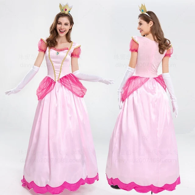 SUPER MARIO BROS Princess Peach Dress Cosplay Costume Halloween Suits