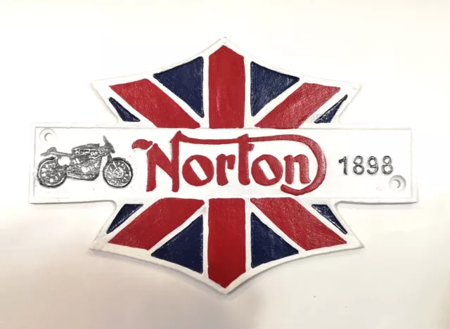 Norton Motorcycles 1898 Cast Iron Vintage Garage Advertising Sign 30cm x 20cm