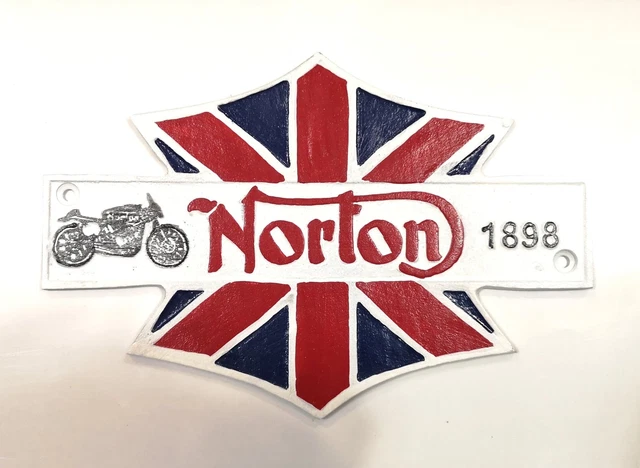 Norton Motorcycles 1898 Cast Iron Vintage Garage Advertising Sign 30cm x 20cm