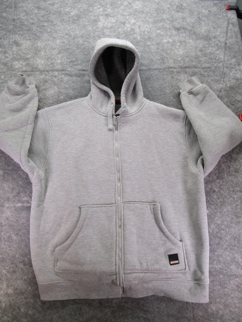 Craftsman Jacket Mens Size XL Sherpa Lined hoodie full zip Gray Patina