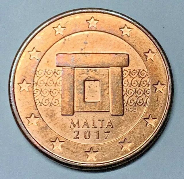 5 Centesimi Di Euro Malta 2017 Altare Tempio Mnajdra Unificato 3.17 - Rara - Cc