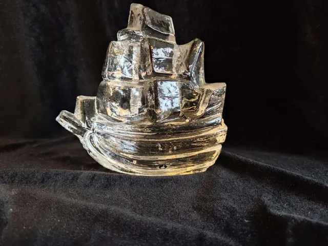 Pukeberg Glass Nautical Ship Mid Century Swedish Glass - Paperweight