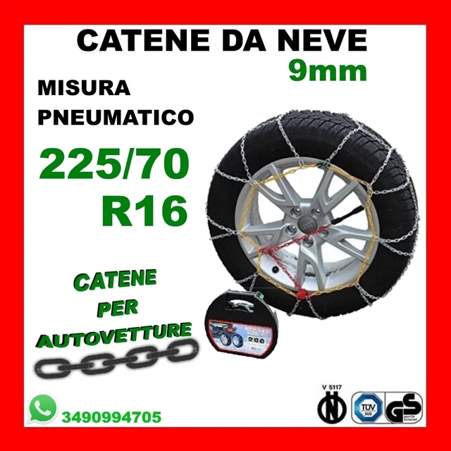 Catene Da Neve 9mm Gruppo 13 Per Misura 225/55 R18 - Omologate ONorm 5117, TUV