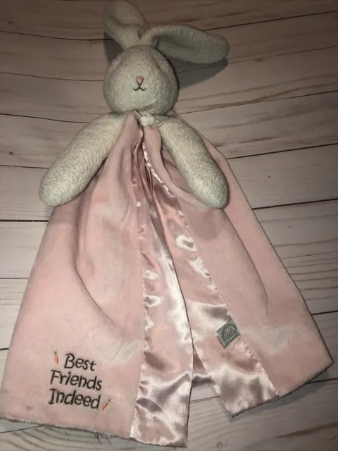 Bunnies By The Bay Best Friends Indeed Bunny Lovey Satin Security Blanket Pink