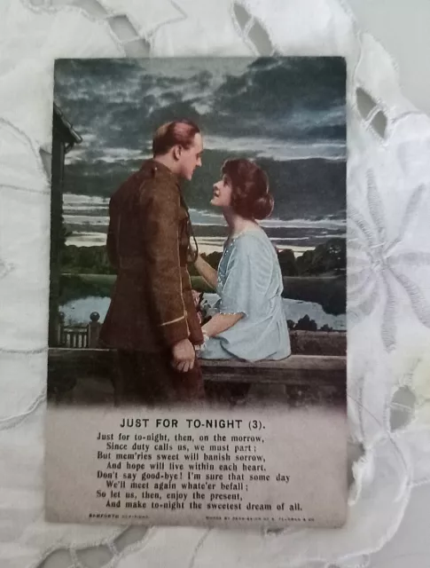 WW1 Bamforth Song Card  Just For Tonight Card 3 4888/3