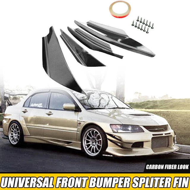 Car Front Bumper Fins Body Splitter Spoiler Canard Universal  Carbon Fiber Look
