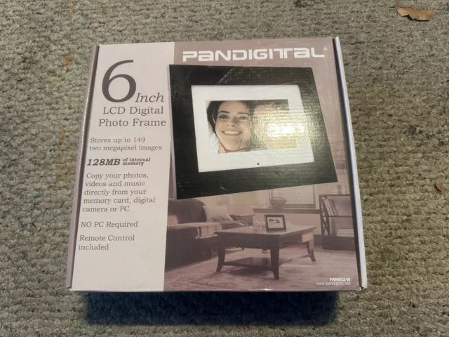 Pandigital PAN602-W LCD Digital Photo Picture Video Frame 6" Inches Black