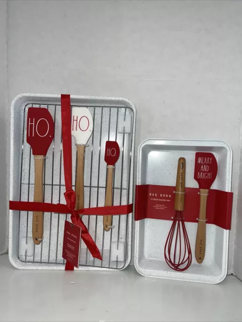 Rae Dunn Christmas Baking Set Loaf Pan Spatula Spoon Baking Sheet Cooling Rack