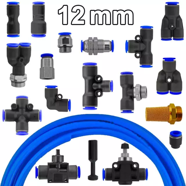 12mm alle Steckverbinder Steckverschraubung wie IQS/Festo Pneumatik PU Schlauch