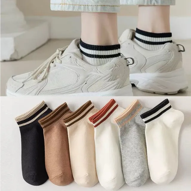 Summer Shallow Boat Socks - Cotton Stripe Ankle Sock Women Fashion Socks 5pairs