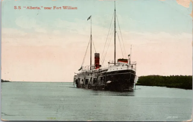 SS 'Alberta' near Fort William Ontario ON c1911 Postcard G55