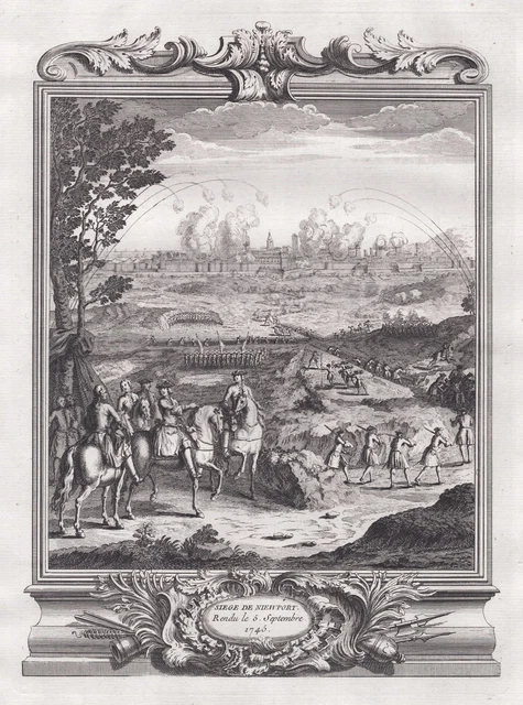 Nieuwpoort  Siege de 1745 Vlaanderen Flandre Belgique gravure engraving 1760