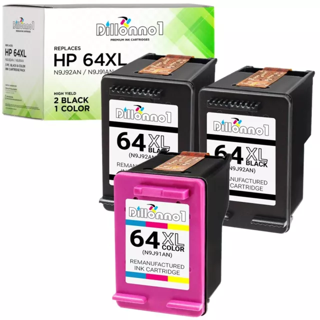 3PK for HP 64XL Ink Cartridges for ENVY Photo 6263 7585 7130 7120 6252 6220 6222