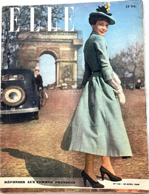 ELLE n° 126 du 20 Avril 1948 revue ancienne de mode couture pour femme